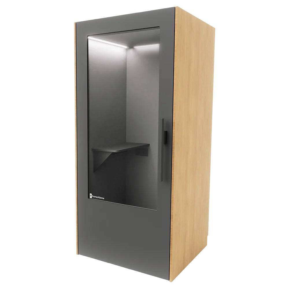 PhoneAlone Phonebox - Grijs / Licht Eiken  