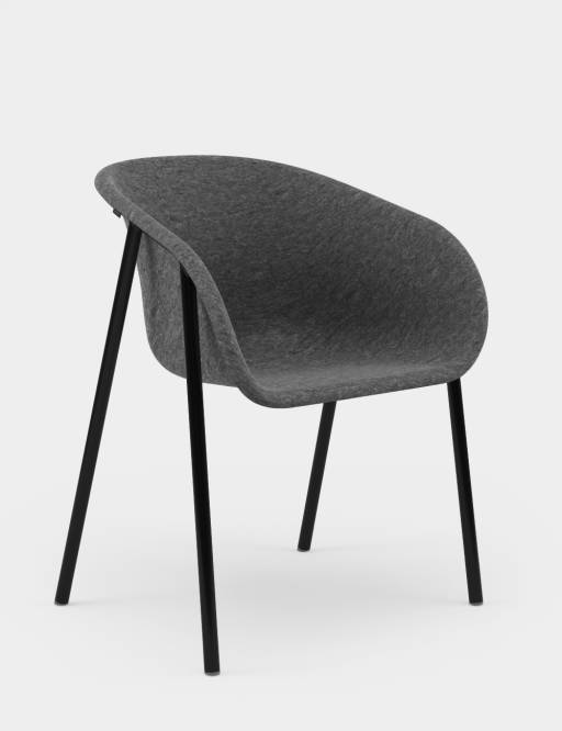 LJ 1 PET-vilt Armstoel Donkergrijs / Zwart