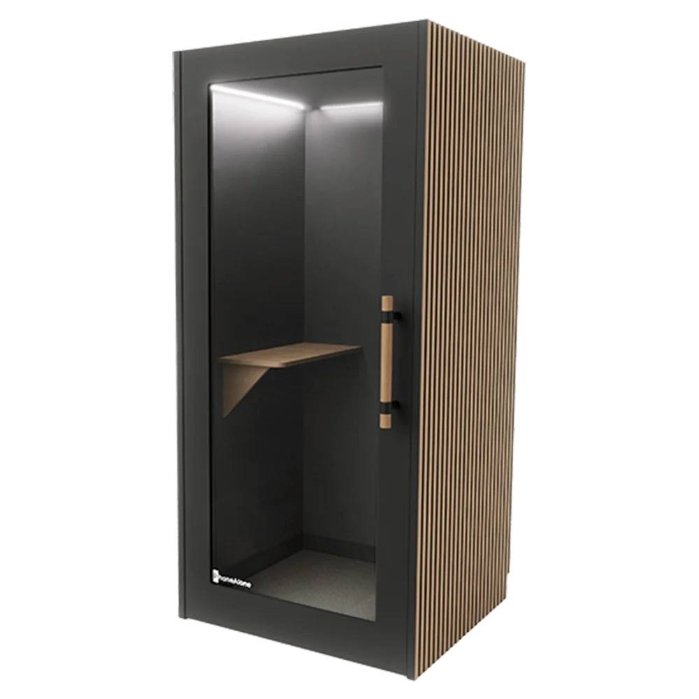 PhoneAlone Phonebox - Zwart / Eiken Latten 