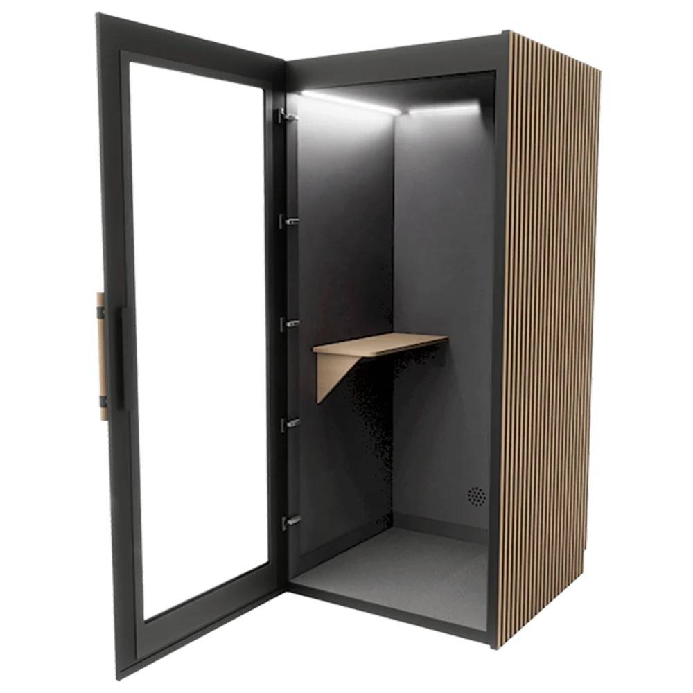 PhoneAlone Phonebox - Zwart / Eiken Latten 