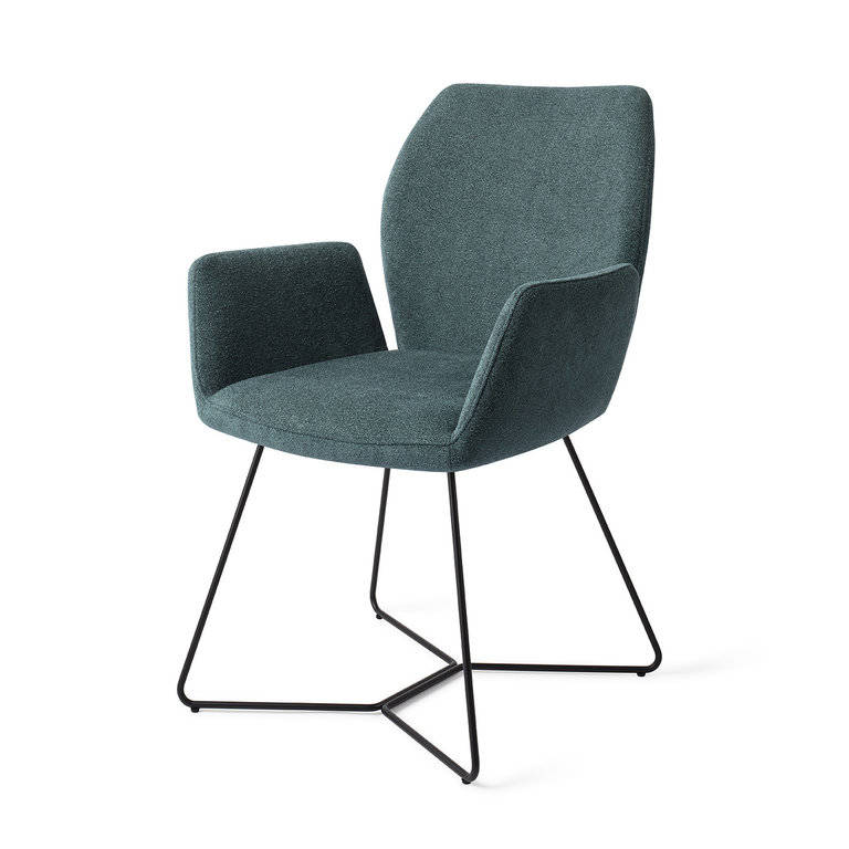 Eetkamerstoel Asfeld - Mat Zwart / Groen / Beehive 